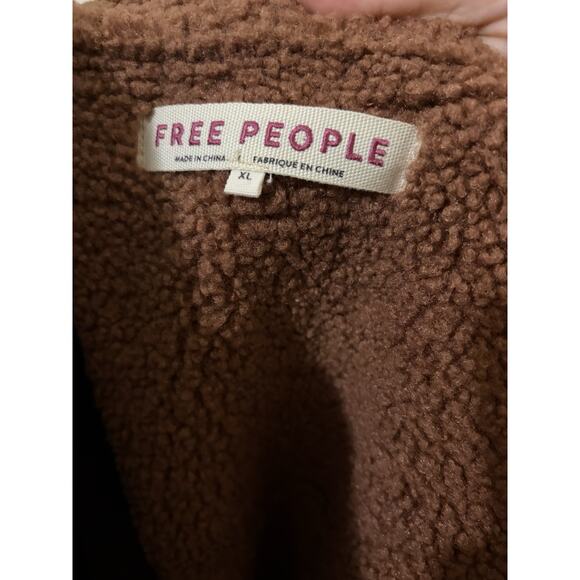 Free People Diogo Brown Colorblock Coat Oversized Fuzzy Size XL - Picture 7 of 7